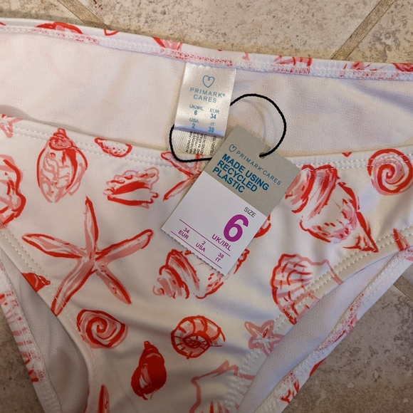 Primark UK Orange Red and White Seashell Bikini, NWT - Picture 7 of 11